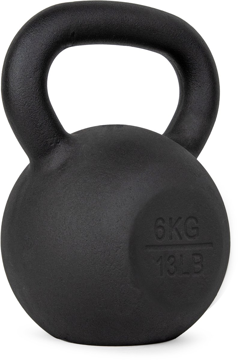 VirtuFit Gietijzeren Kettlebell Pro - Gewichten - 6 kg - Zwart