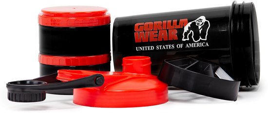 Gorilla Wear Shaker 2 GO - Zwart/Rood - 760ml — afbeelding 4