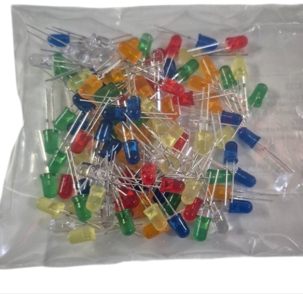Image of 120 LED diodes - 6 kleuren (20 per kleur) - losse LED 5mm 3V - Light Emitting Diodes set - losse LED lampjes rood, groen, oranje, geel, blauw en wit
