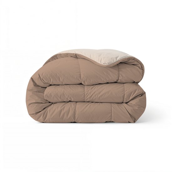Zelesta Comfort Duo Dekbed zonder overtrek - Wasbaar Hoesloos dekbed - Met vaste overtrek - 2 in 1 - Terra & Zand - 160x220cm