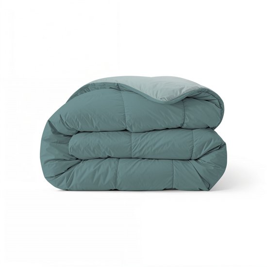 Zelesta Comfort Duo Dekbed zonder overtrek - Wasbaar Hoesloos dekbed - Met vaste overtrek - 2 in 1 - Mineraal & Lichtblauw - 200x200cm