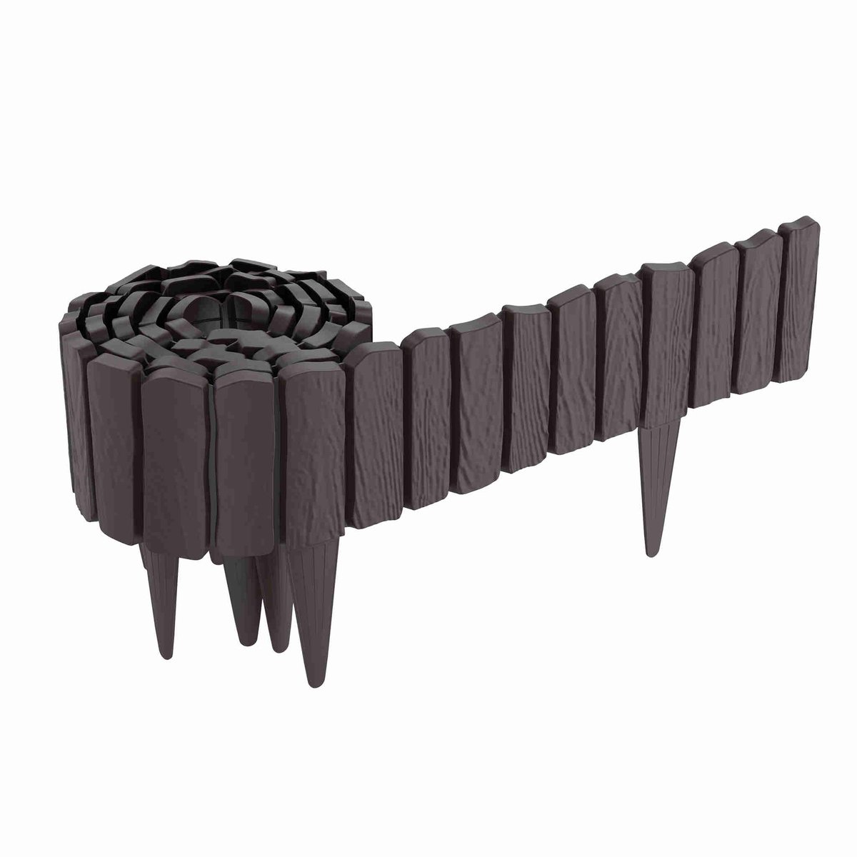 Aufun Houtlook Borderrand Gazonrand 2,3 m - Decoratie Tuinpalissade Omheining - Snijdbare Flexibele Gazonrand - Bruin