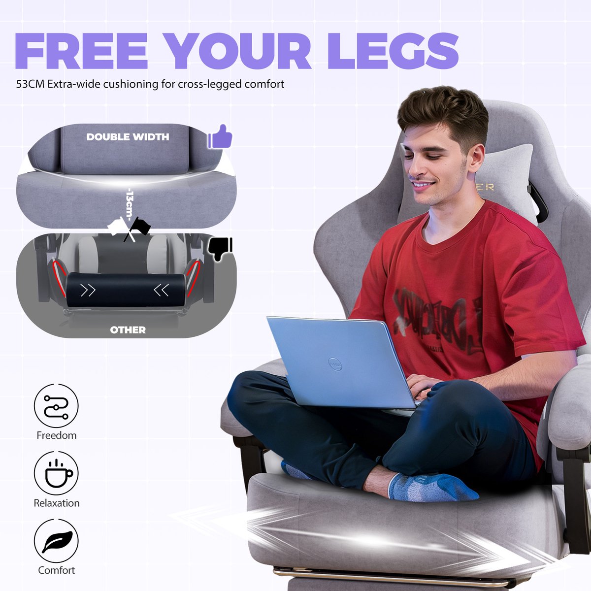 GTPLAYER Gaming Bureaustoel met 160° Verstelbare Rug - afbeelding 2