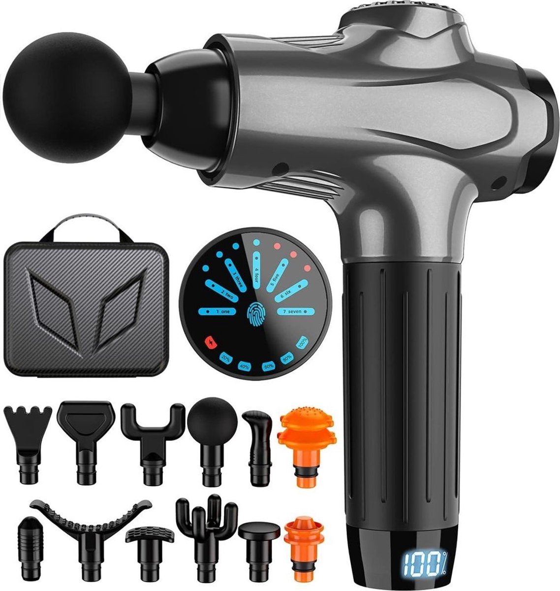 Elektrische fascia-massagepistool, fitnessmassagepistool, 12-delige set, USB-massager, meerdere snelheidsinstellingen