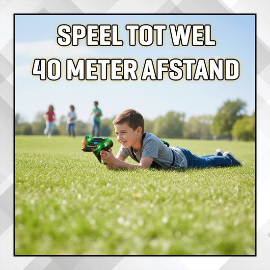 VATOS Speelgoedpistoolset met sproeifunctie en LED-scherm, set van 4 lasergame-pistool met vesten voor kinderen Tieners Volwassenen Familie Groepsspeelgoed voor 6 7 8 9 10 11 12 Jongens Meisjes