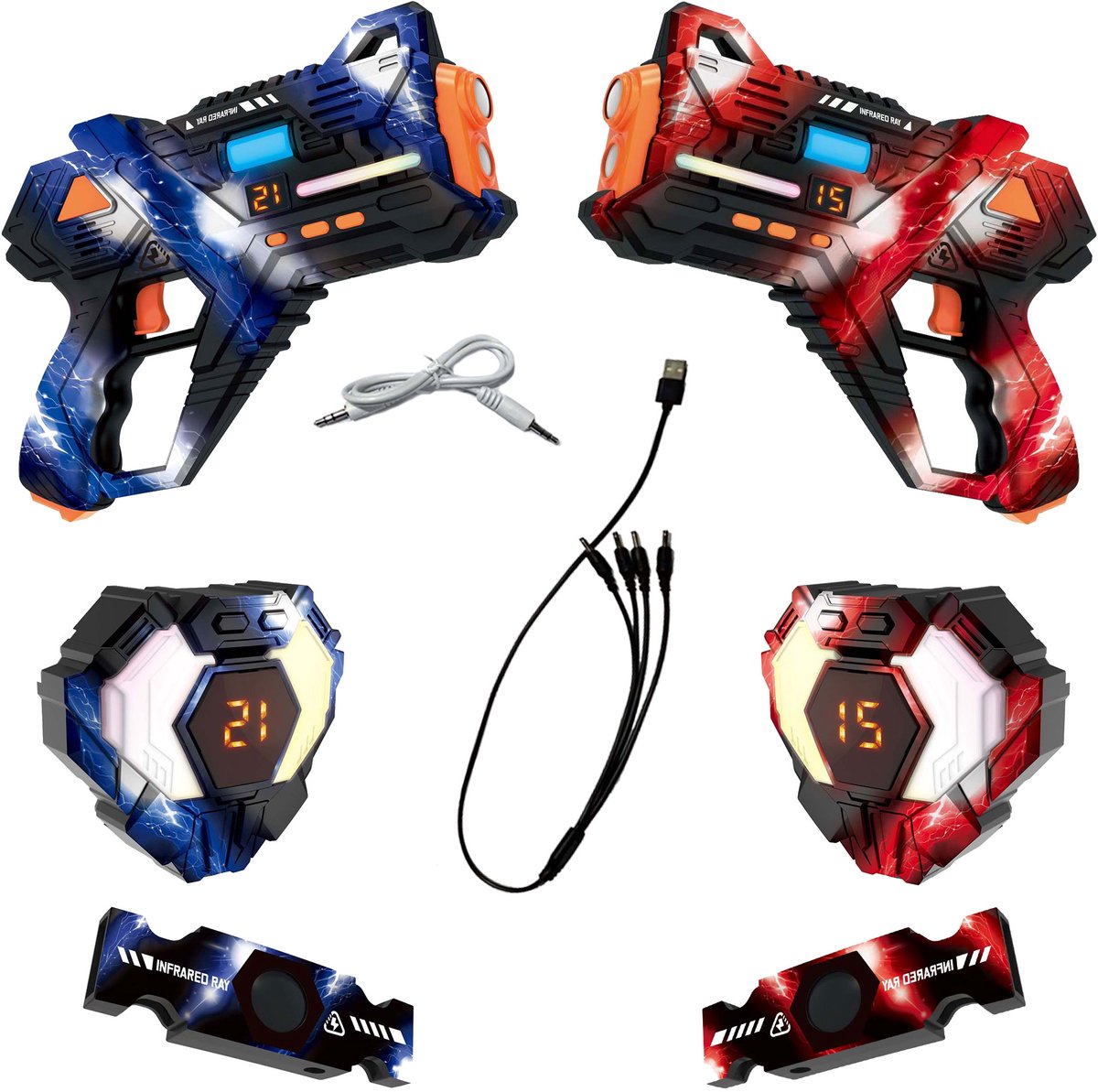 Savorelle® Lasergame Set voor Kinderen - Volwassenen - 2 Spelers - Oplaadbaar Speelgoed Pistool - Laserguns - Lasershoot - 2 Laserguns en 2 Vesten - Binnen en Buiten - Groepsspel
