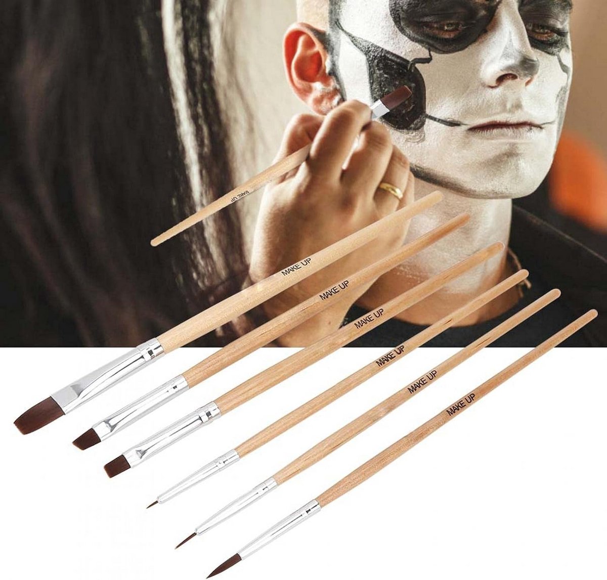 Set van 6 Professionele Schilderkwasten voor Olieverf, Aquarel en Make-up