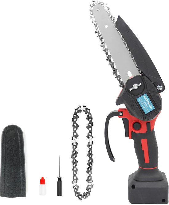 MAWIRON - Mini kettingzaag voor 18V accu - 2 in 1 borstelloze snoerloze snoeikettingzaag - 750W kettingzaag 4000 tpm voor houtzagen en boomverzorging - GEEN accu