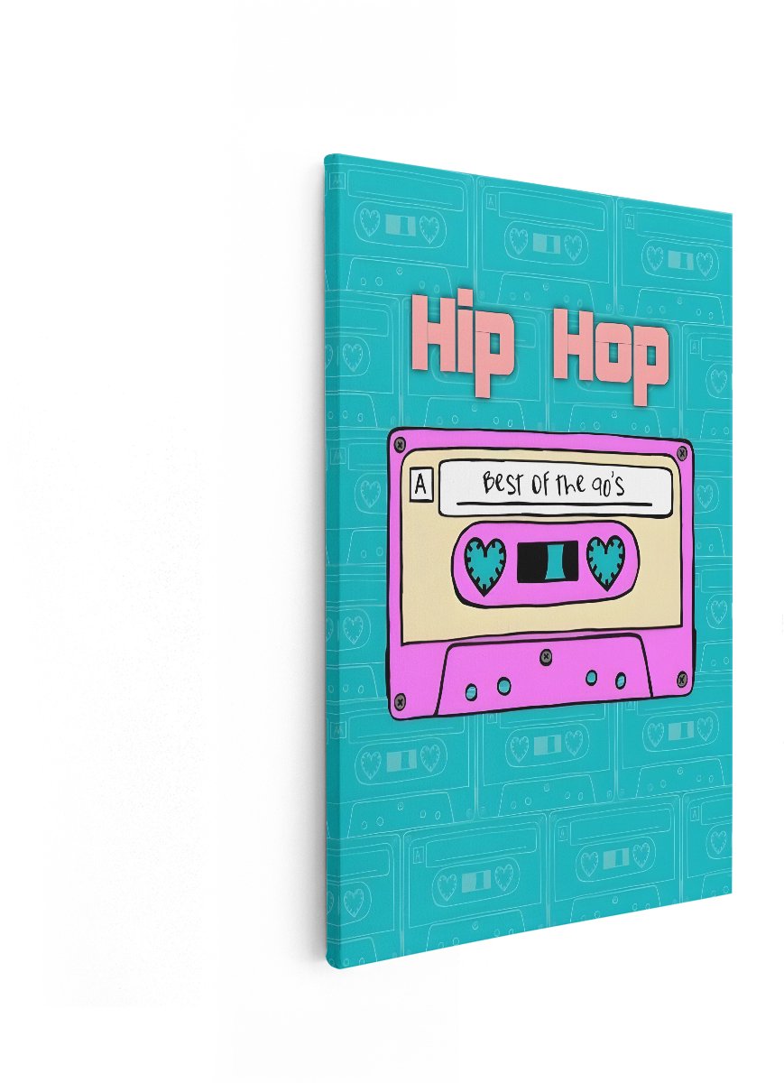 Artaza Canvas Schilderij Hip Hop Cassettebandje - 60x90 cm - Wanddecoratie Muziek - Muurde