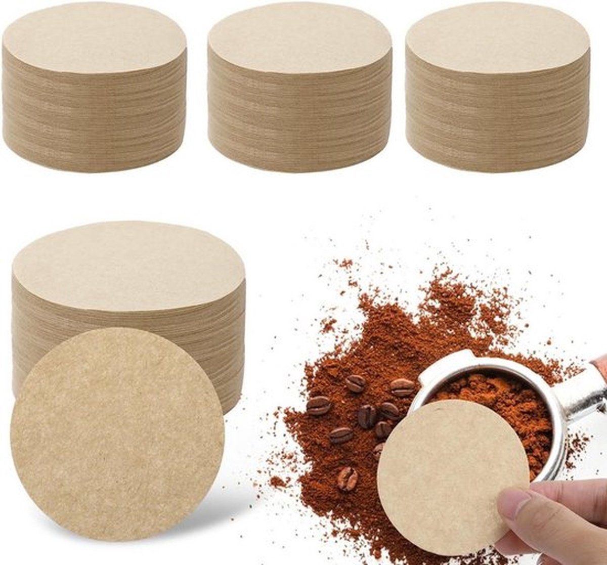 500 stuks espressofilters van papier 51 mm voor filterhouder 51 mm, ronde koffiefilters, papieren puck, zeeffilter, koffiefilterpapier