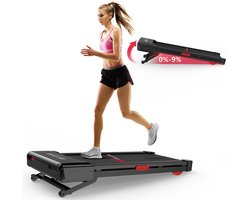 HOMEFITNESSCODE loopband draagbaar met helling 9% - 4-in-1 Walkingpad Elektrisch - Motor 3,0 pk - 1-10 km/u instelbaar - loopvlak 40 x 98 cm - loopmachine voor thuisgebruik tot 145KG - met afstandsbediening en LED-display - Geluid<50db - Zwart