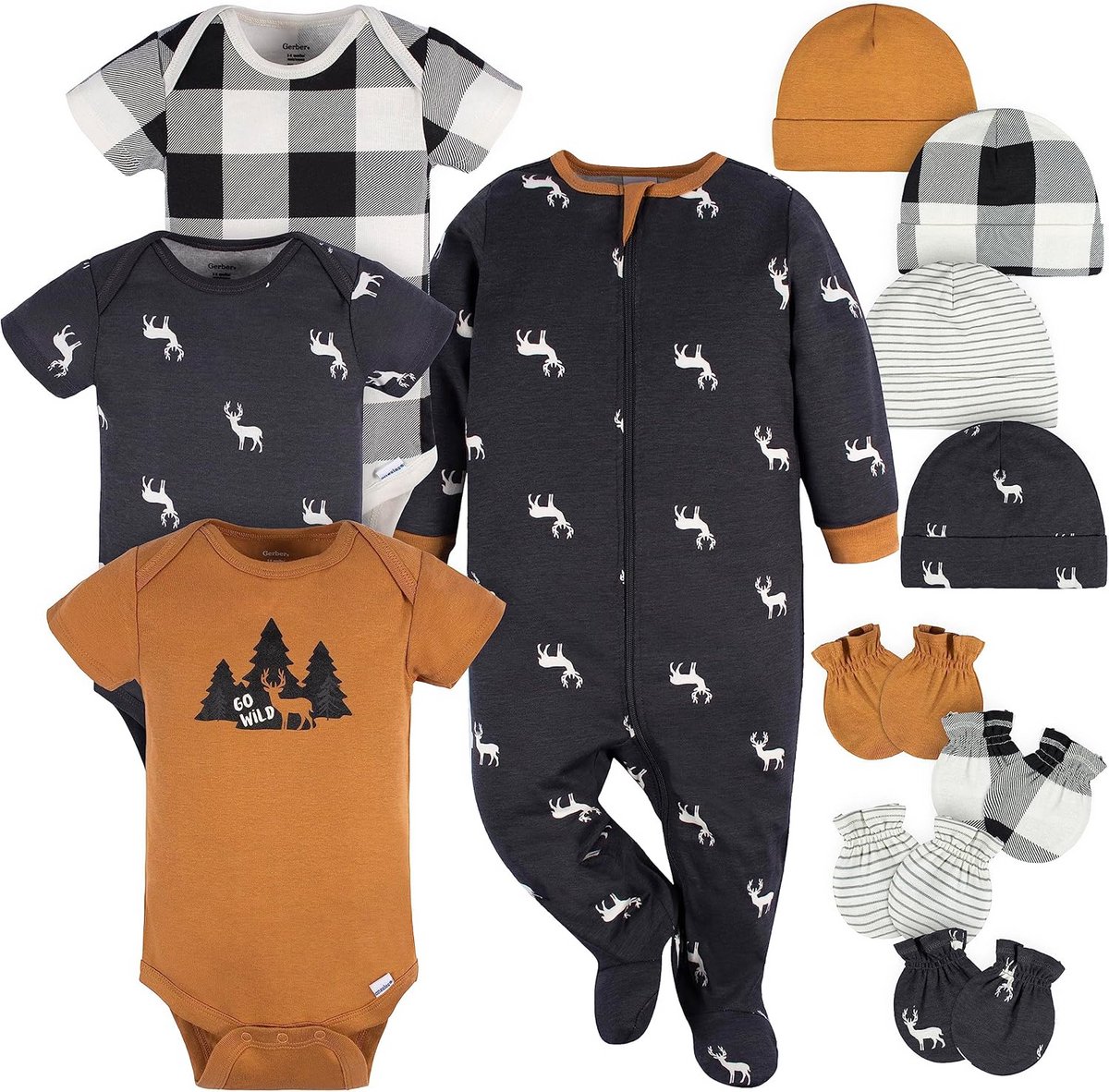 Complete 12-delige Baby Geschenkset met Rompertjes, Mutsjes en Handschoenen