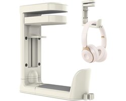 2 stuks Koptelefoonhaak voor Bureau - 360° Draaibare Haak Houder Voor Hoofdtelefoon - Kantoor Headset Stand | Voor Kantoor Thuiswerkplek Computer Slaapkamer Dormitory，wit