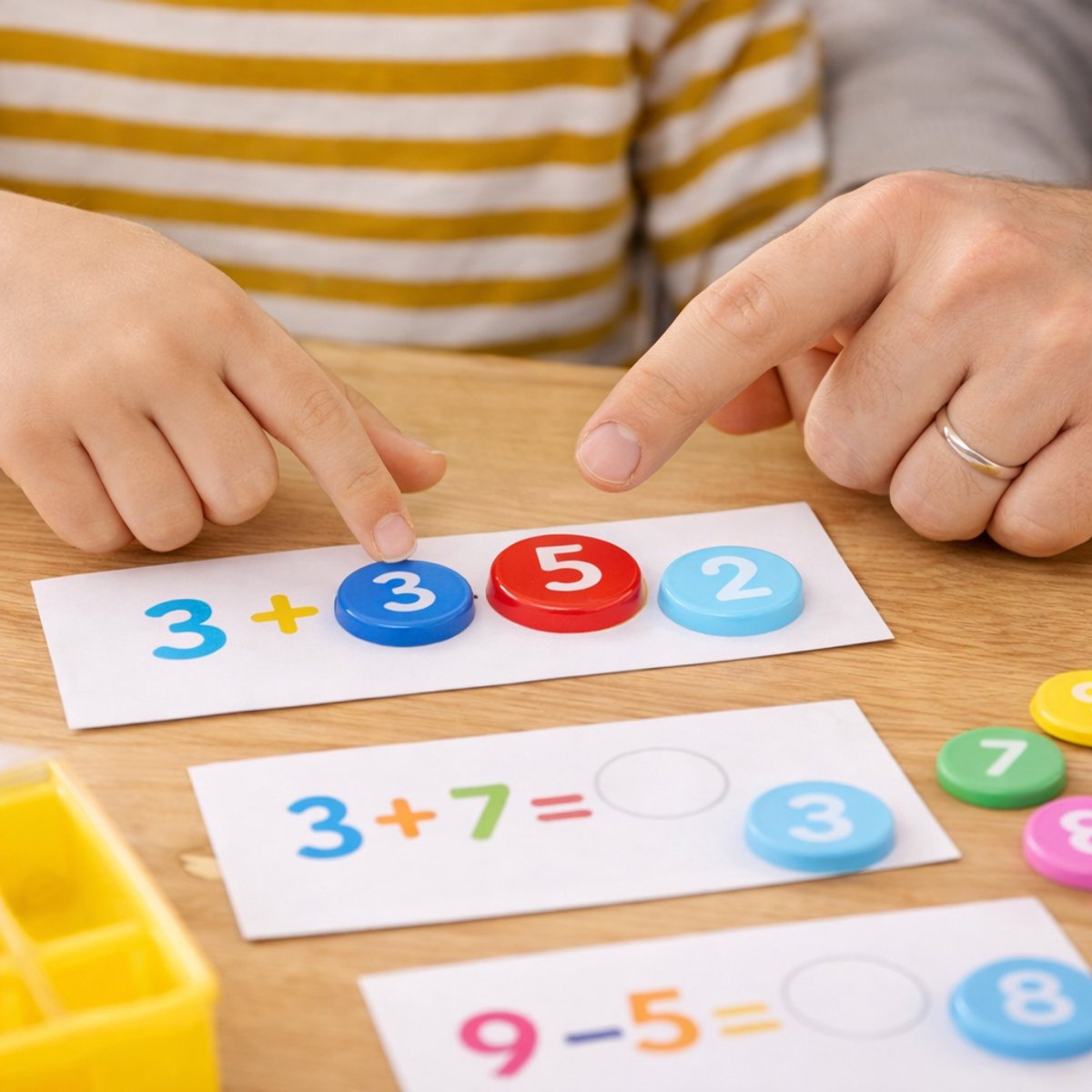 Educatief Rekenspel voor Kinderen - Houten Rekenset met Cijfers & Sommen - Leren Optellen en Aftrekken - Rekenhulp Groep 1, 2 en 3 - Montessori Speelgoed - 4+ Jaar — afbeelding 7
