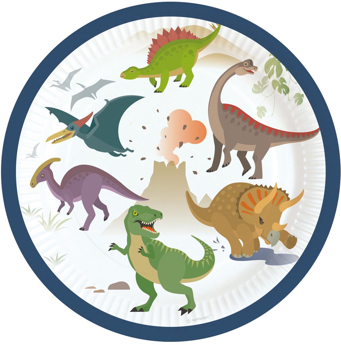 RIETHMULLER - 8 kleine kartonnen bordjes grote dinosaurussen 18 cm voor verjaardag