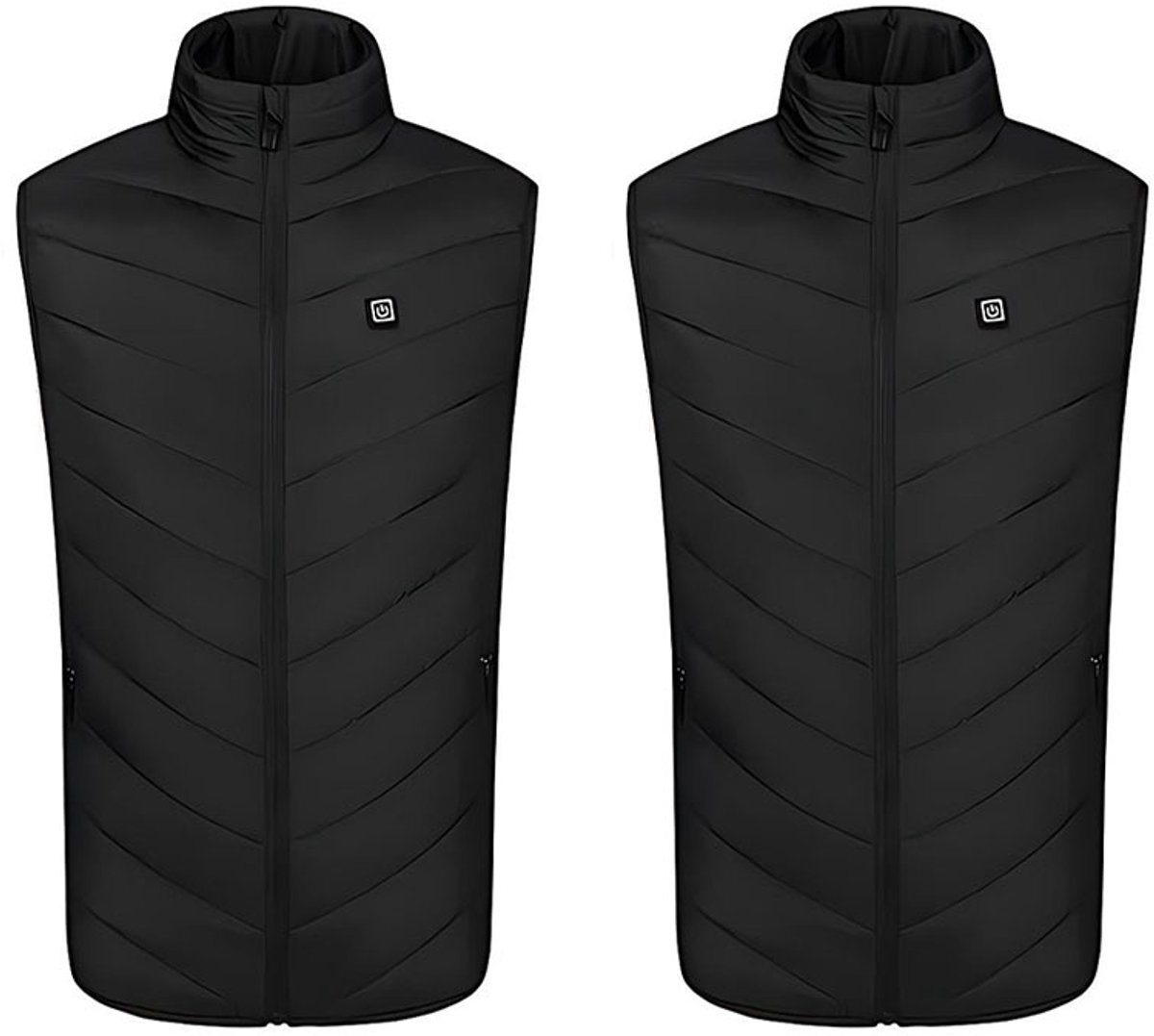 Verwarmd Vest Verwarmde Bodywarmer Heated Vest Elektrische Bodywarmer Verwarmde Kleding Verwarmde Jas Waterdichte Rits Oplaadbaar Unisex – USB 2 Stuks Zwart