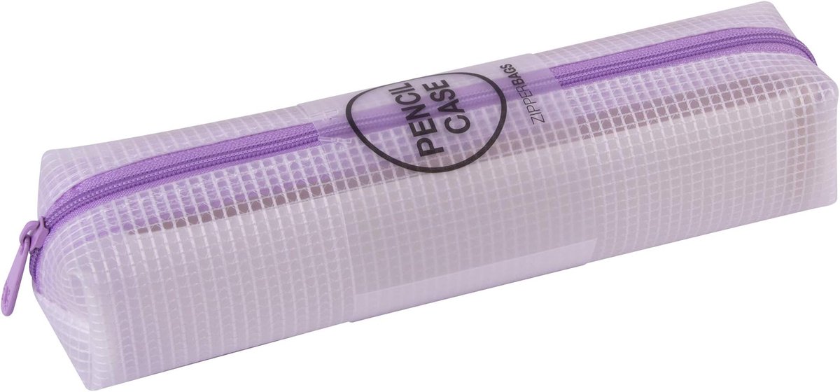 APLI Kids etui zipperbag lila - stevige transparante opbergzak.