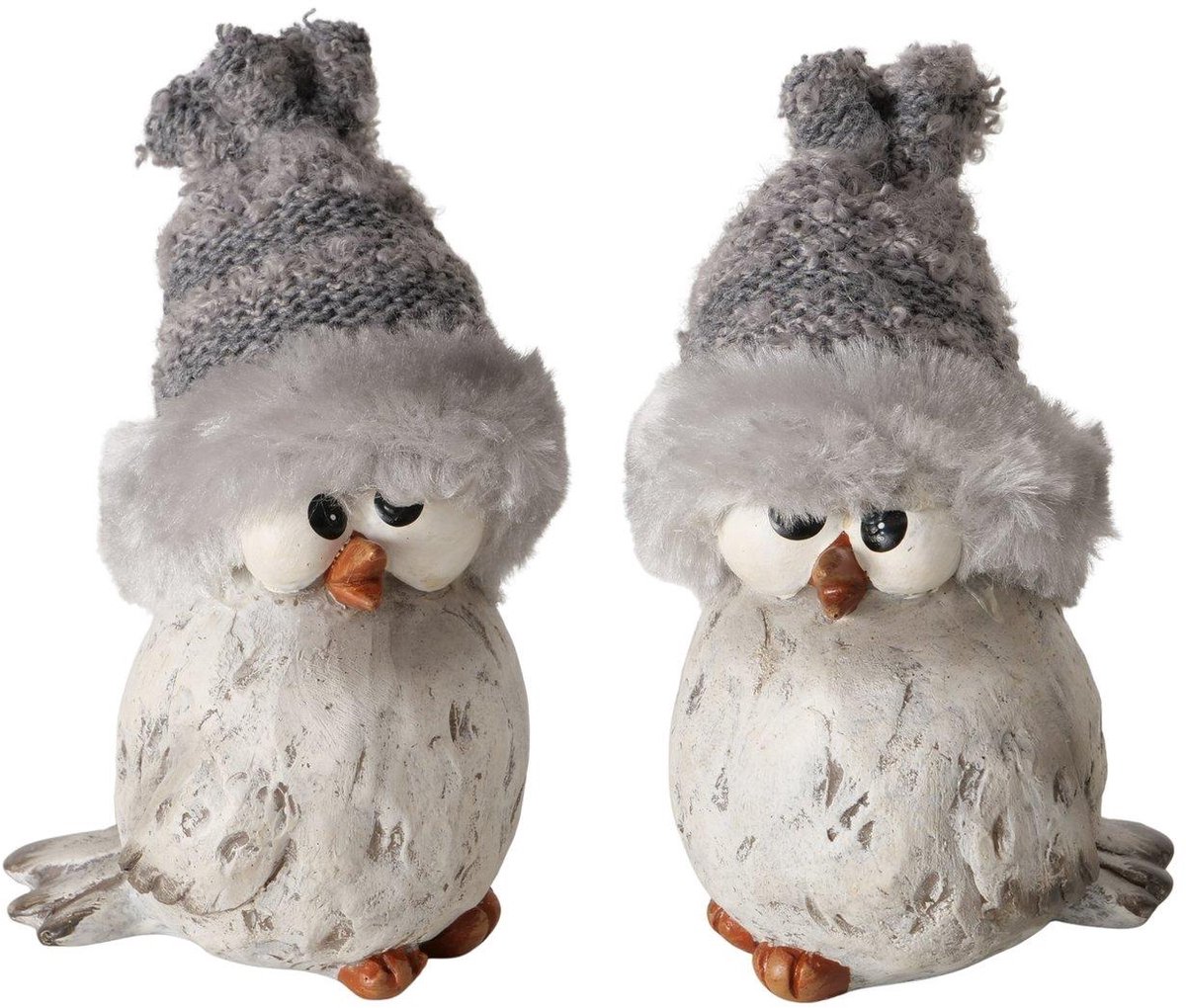 Boltze Home decoratie vogel winterfiguur polyresin 6x7,5x12cm.
