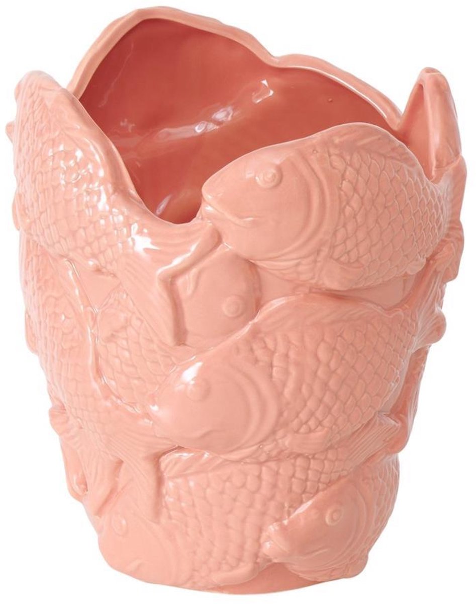 Boltze Home bloempot vis keramiek roze 22cm decoratief maritiem.