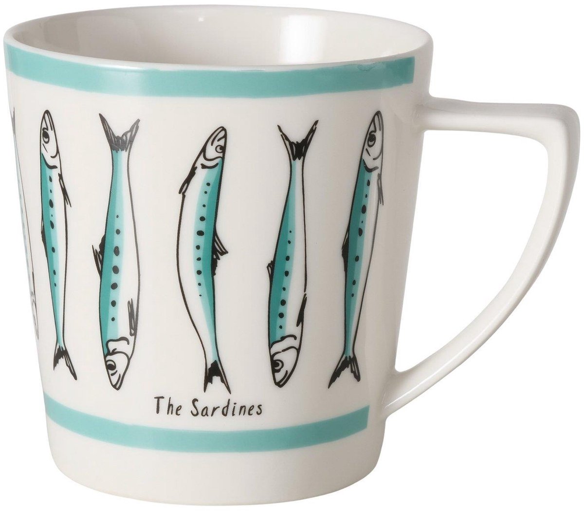 Boltze Home mok sardine 300ml vismotief turquoise wit multicolor.
