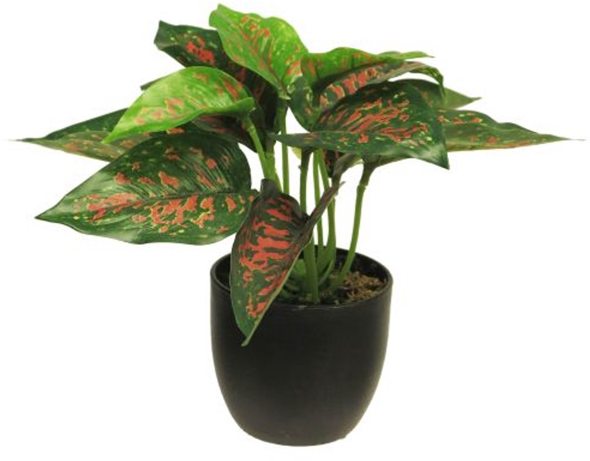 Zijde Caladium speelgoed plant rood groen 23cm decoratief.