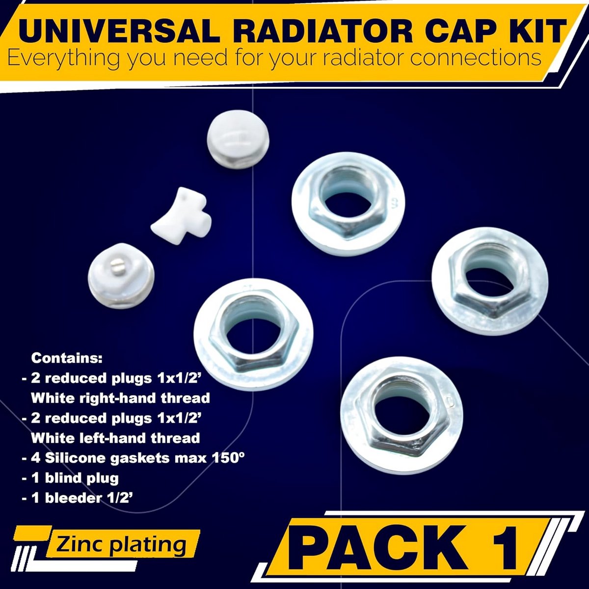 Universele Radiator Montage Set 1/2 Inch - Inclusief Automatische Ontluchter voor Snelle Installatie