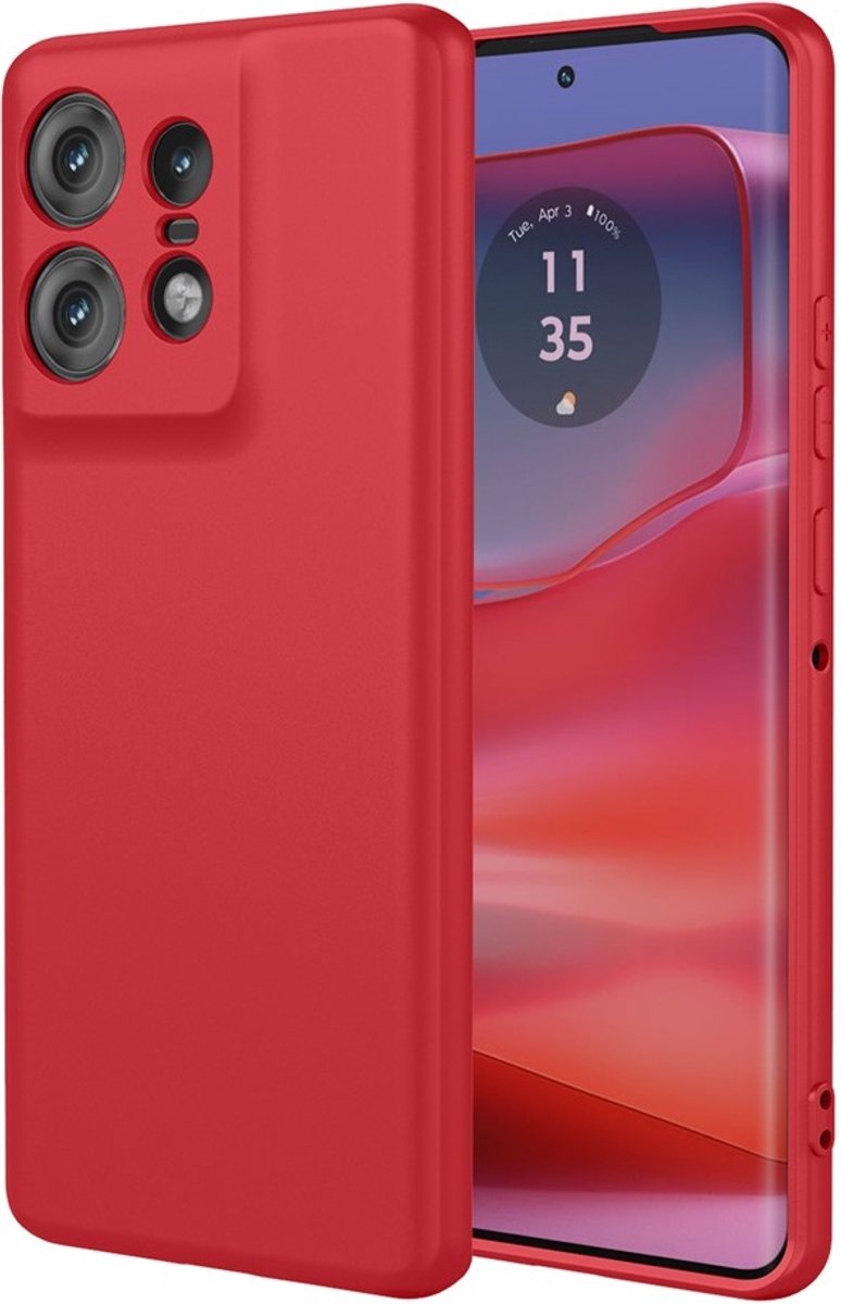 Hoesje geschikt voor Motorola Edge 50 Pro - Phonesta Soft Silk Silicone Back Cover - Rood
