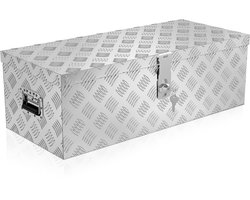 Aufun aluminium transportkist, gereedschapskist, aanhanger, gereedschapskist, disselkist met slot, waterdichte metalen kist voor het opbergen van gereedschap, 760 x 330 x 245 mm, zilver