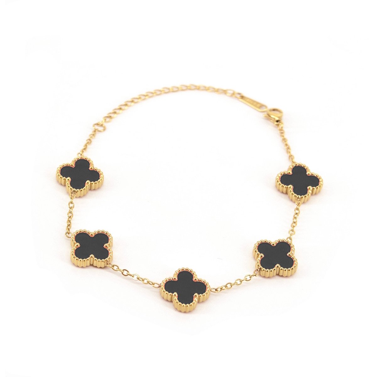 Clover Armband - Zwart/Goud | 21,5 cm | Stainless Steel | Fashion Favorite