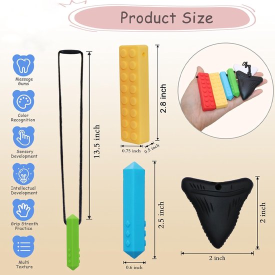 OUYLAF kouwketting voor kinderen - Bijtketting Kauwketting - bijtketting meisjes - bijtketting jongen - kauwsieraad - bijtketting autisme - 6 -delige - voor jongens en meisjes met autisme, ADHD, sensorische verwerkingsstoornis (SPD) van Merkloos — afbeelding 5