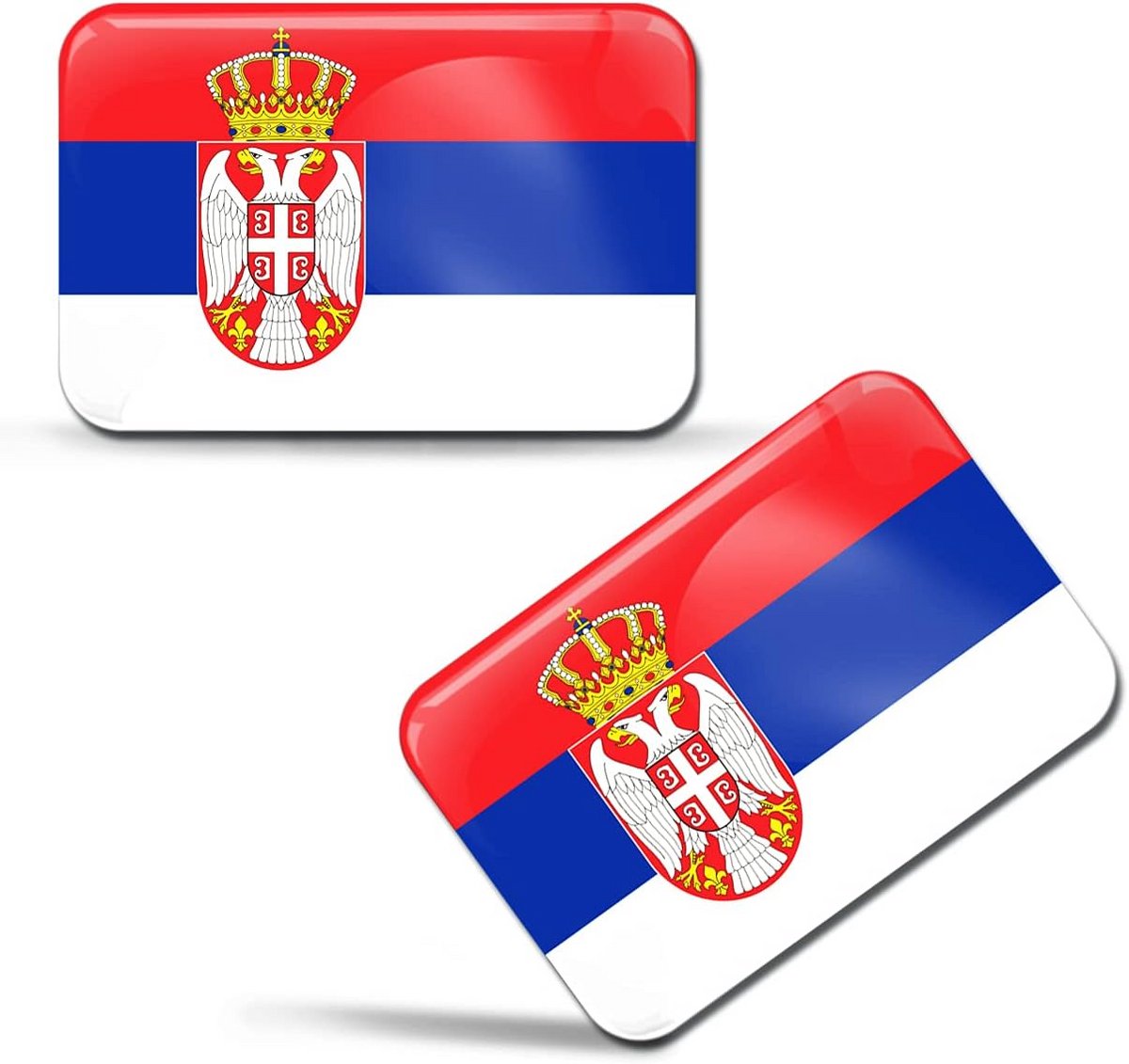 2 Stuks 3D Sticker Servische Vlag