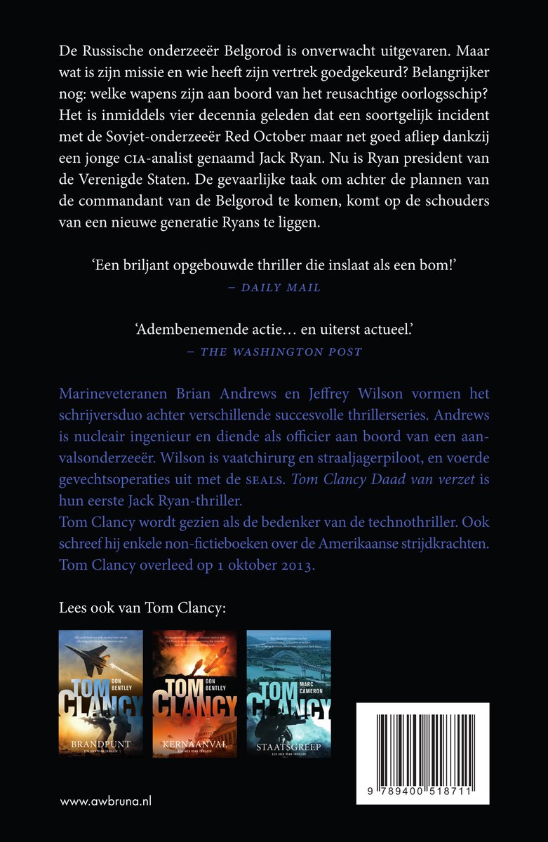 Jack Ryan 38 - Tom Clancy Daad van verzet - back cover