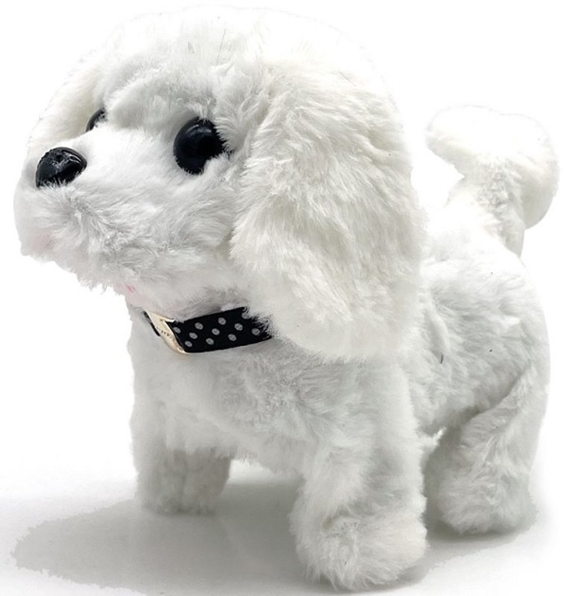 Een schattige en lieve knuffel waar geluid uitkomt! Doe een batterij in het hondje en zet hem neer, dan loopt de hond vanzelf weg! Dit hondje is 15cm hoog. Leuk om voor jezelf te kopen of om cadeau te geven aan iemand.