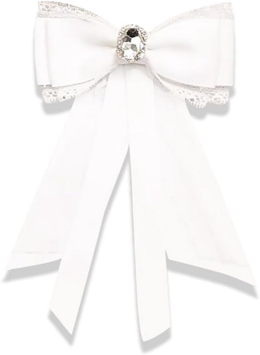 Elegante Strik Broche met Kristallen en Kant - Dames & Meisjes Accessoire