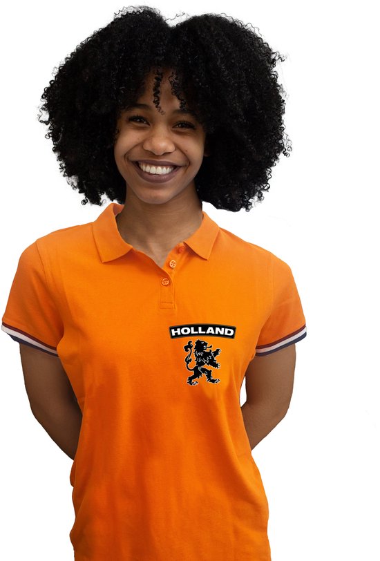 Bellatio Decorations Oranje supporter poloshirt dames - oranje - Holland Leeuw - Koningsdag / EK-WK XS
