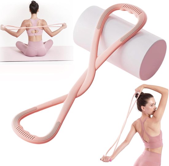 Elastische Weerstandsbanden voor Training - Rubberen Trainingsbanden met Handvatten voor Arm - Rug Training - Fitness Apparaat voor Yoga - Pilates - roze