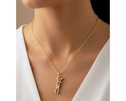 Knuffelketting - Cadeau - Ketting met hanger - Liefde - Kado - Geschenk - Koppel - Troost - Vriendschap - Rvs - Hugging Love - Couple hug