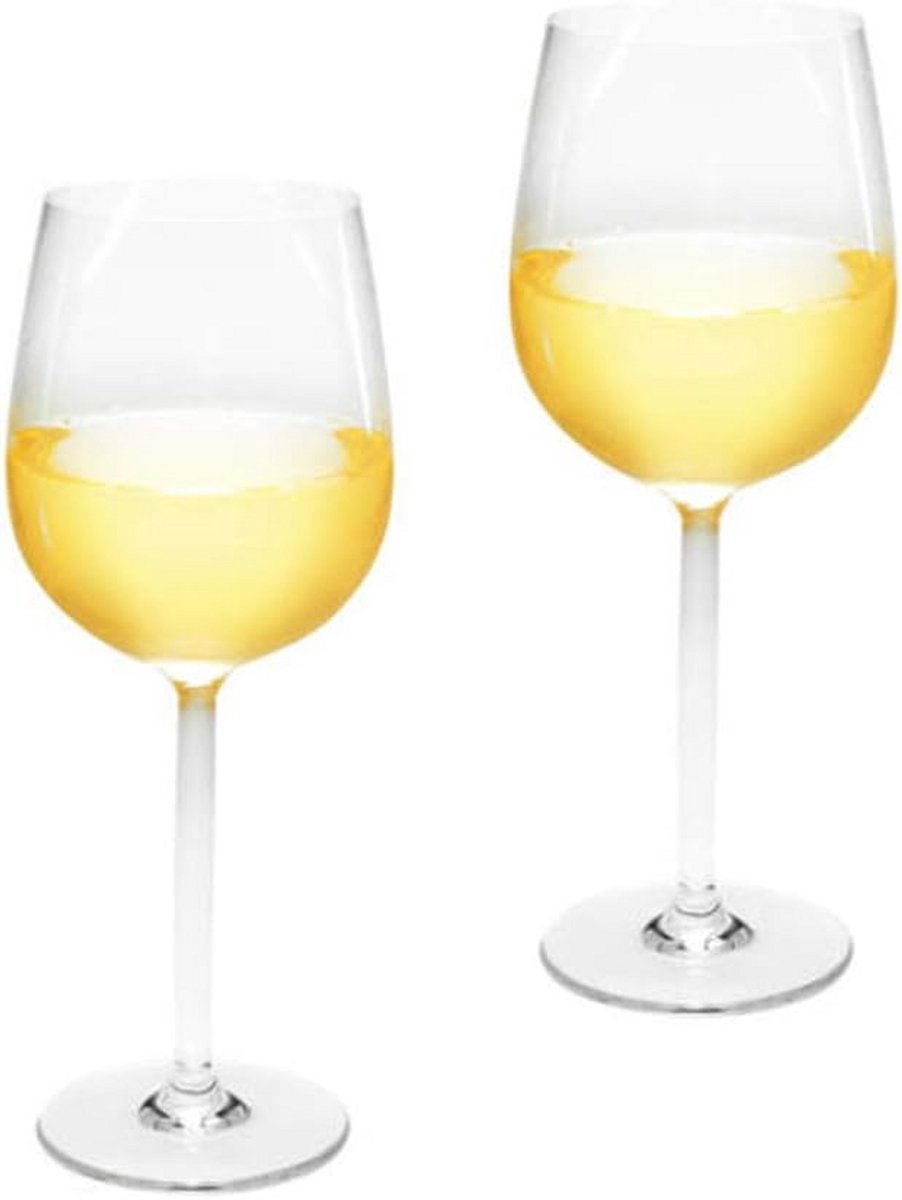 Set van 2 Kunststof Wijnglazen met Steel - 370 ml - Transparant