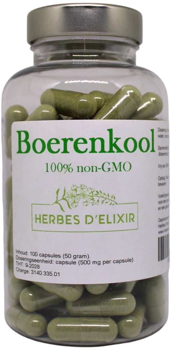 Herbes D'elixir Boerenkool Capsules - 500mg per Capsule - 100 Stuks - 100% Natuurlijk - Vegan