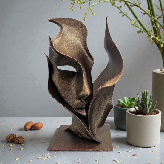 Layerzz - Kunstbeeld - 3D print - Flame - abstract - Huisdecoratie - 15cm - bruin