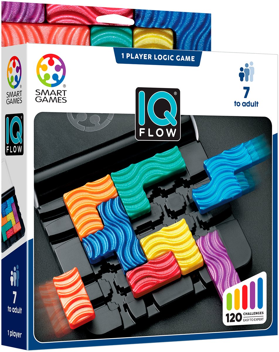 SmartGames IQ Flow - Logisch Denkspel & Reispuzzel - 120 Opdrachten met Schuifmechanisme - Educatief Solospel - Vanaf 7 Jaar
