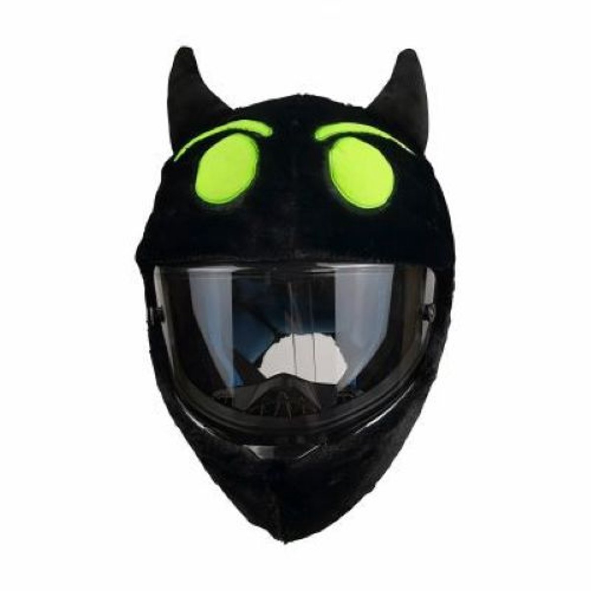Helmhoes – Duivel Groen – Pluche Motorhelm Decoratie – Helm Mascotte – Universeel Motorhelm Accessoire