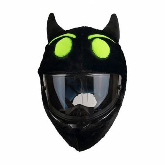 Helmhoes – Duivel Groen – Pluche Motorhelm Decoratie – Helm Mascotte – Universeel Motorhelm Accessoire