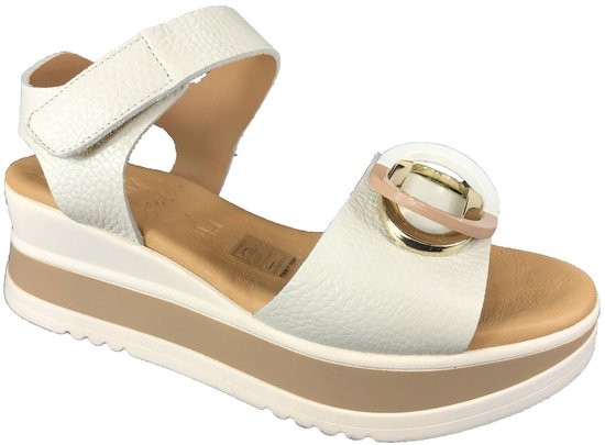 Sandale à plateforme beige Oh My Sandals 5974 avec velcro | Bonne Shoe