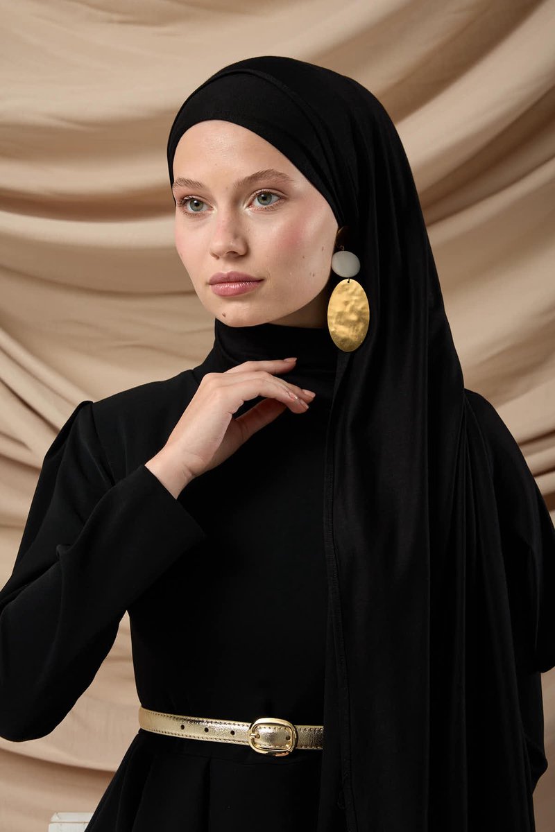SILK HOME Zwarte Premium Jersey Sjaal- Hoofddoek - Hoofddeksel - Hijab