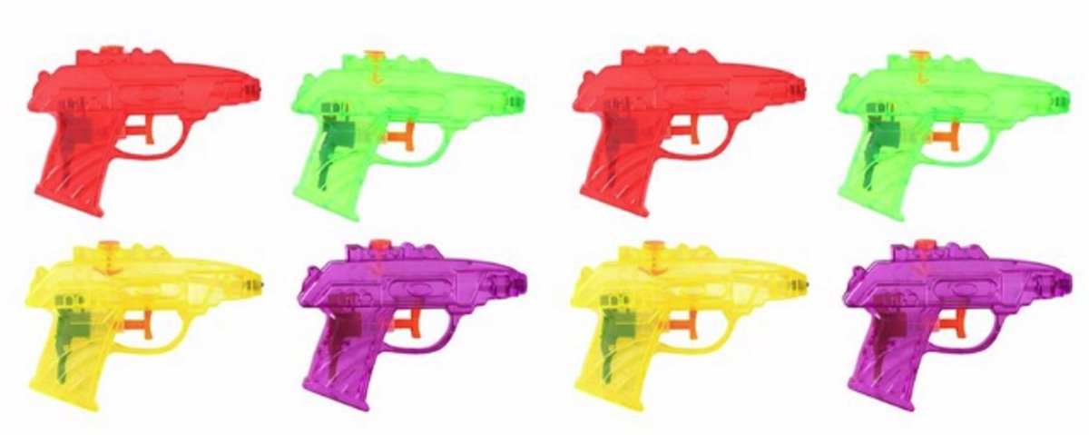 EDDY TOYS Waterpistool - 8 stuks - 11,5 cm – Klein en Licht Waterpistool – Ideaal voor Zomer, Tuin en Zwembad – Makkelijk te Vullen en Vast te Houden
