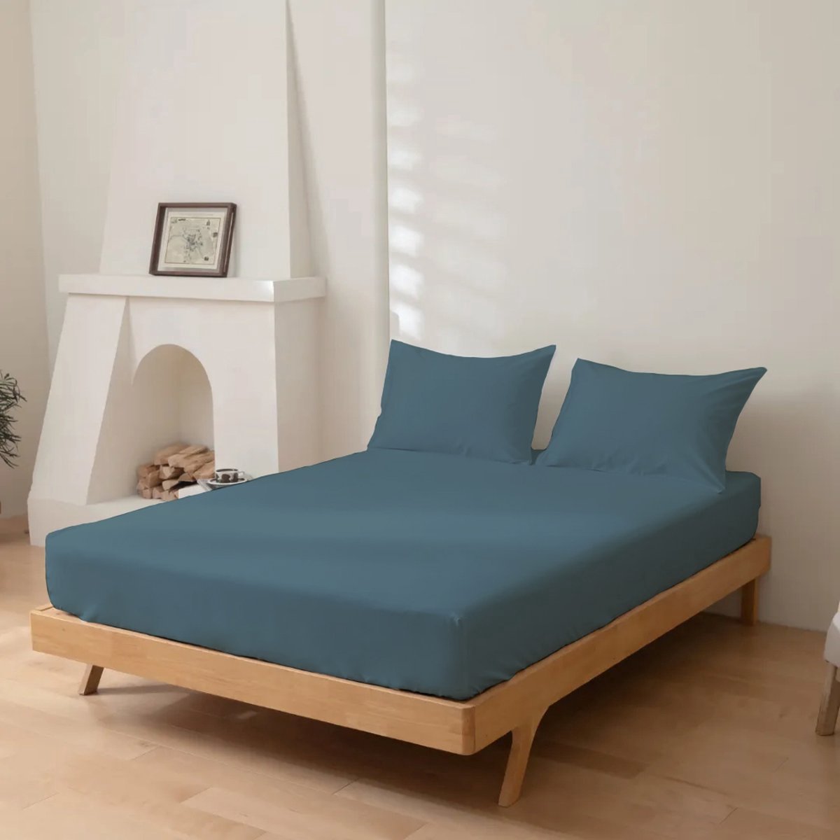Dreamers Den - Hoeslaken - 100% Katoen Percaline - Katoen - Raf blauw - 160x200cm - 28cm Hoekhoogte