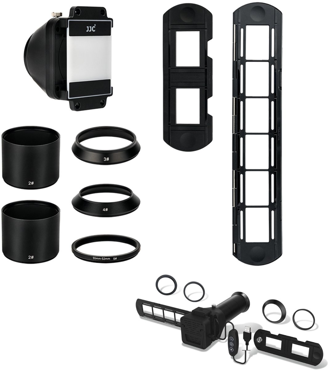 DreamGoods Camera Adapter Set - Negatiefscanner - Digitaal maken oude foto's - 46-67mm - Negatieven scanner - Diascanner - Negatief scanner - Filmscanner - Camera Adapter set - Digiscoping - Dia scanner