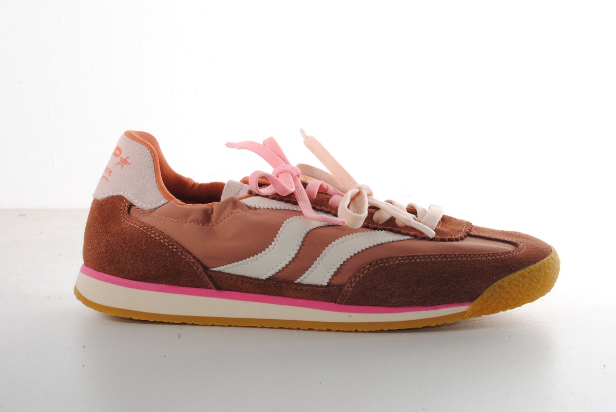 MRP dames sneaker pure suède nylon naturel roze