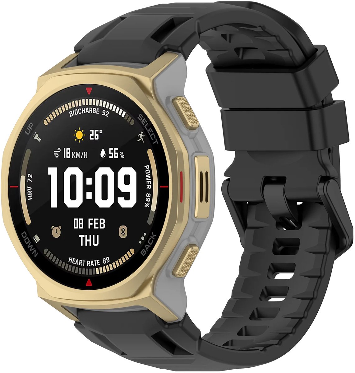 Strap-it Siliconen bandje geschikt voor Amazfit T-Rex 3 Pro - Zwart